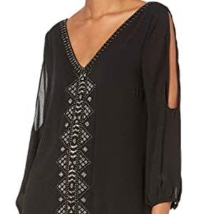 Greylin cold shoulder dress with beads  S